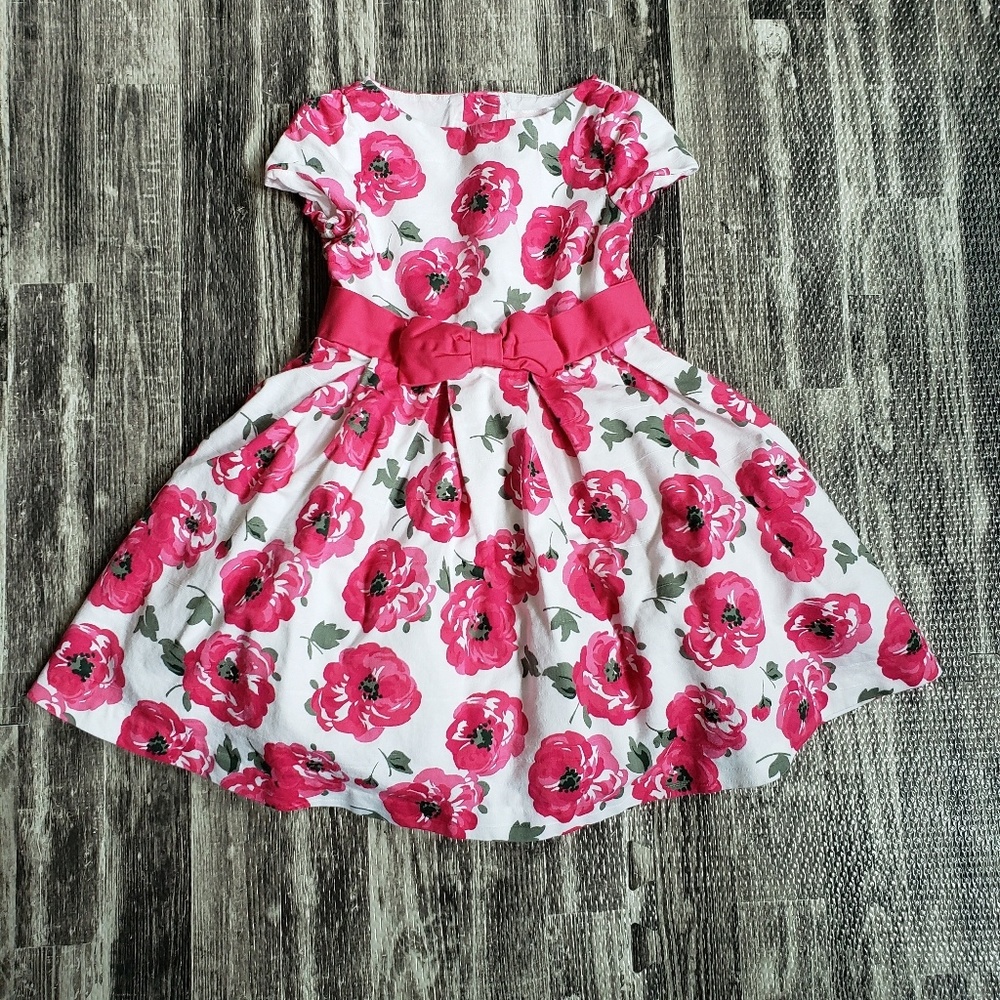 JANIE AND JACK PINK/WHITE 100% COTTON FLORAL DRESS
